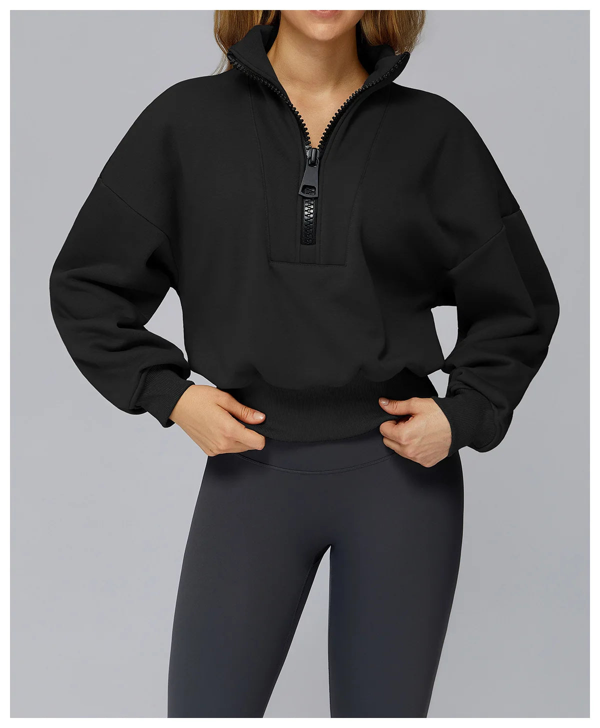 Women's Windproof Winter Hoodie With Stand Collar Yoga And Outdoor Activities