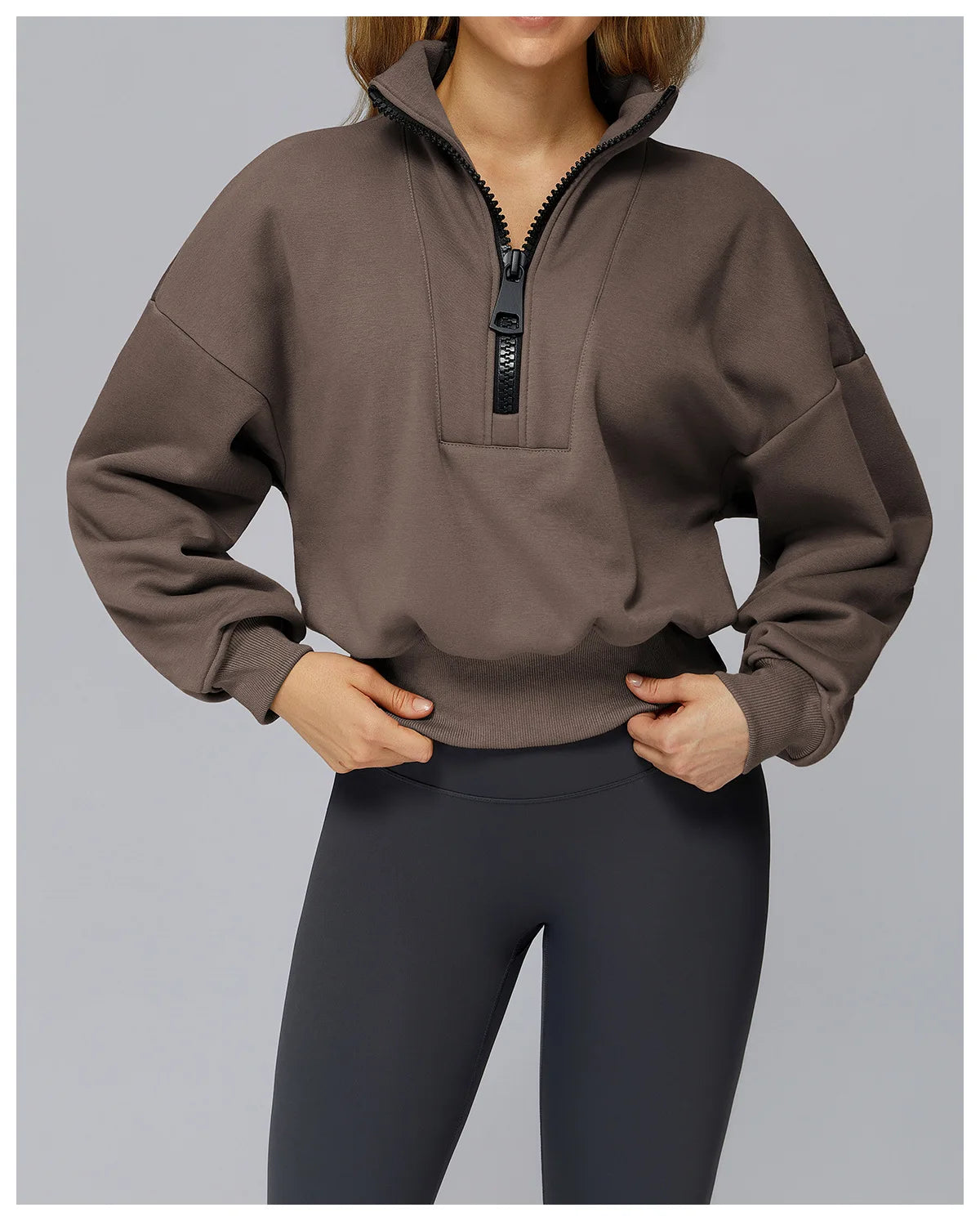 Women's Windproof Winter Hoodie With Stand Collar Yoga And Outdoor Activities