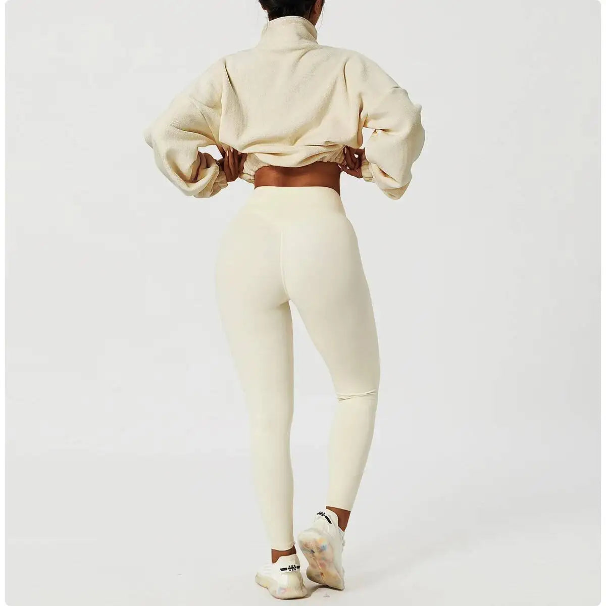 Women Crop Fleece Jacket Stand Collar Outerwear Autumn Winter