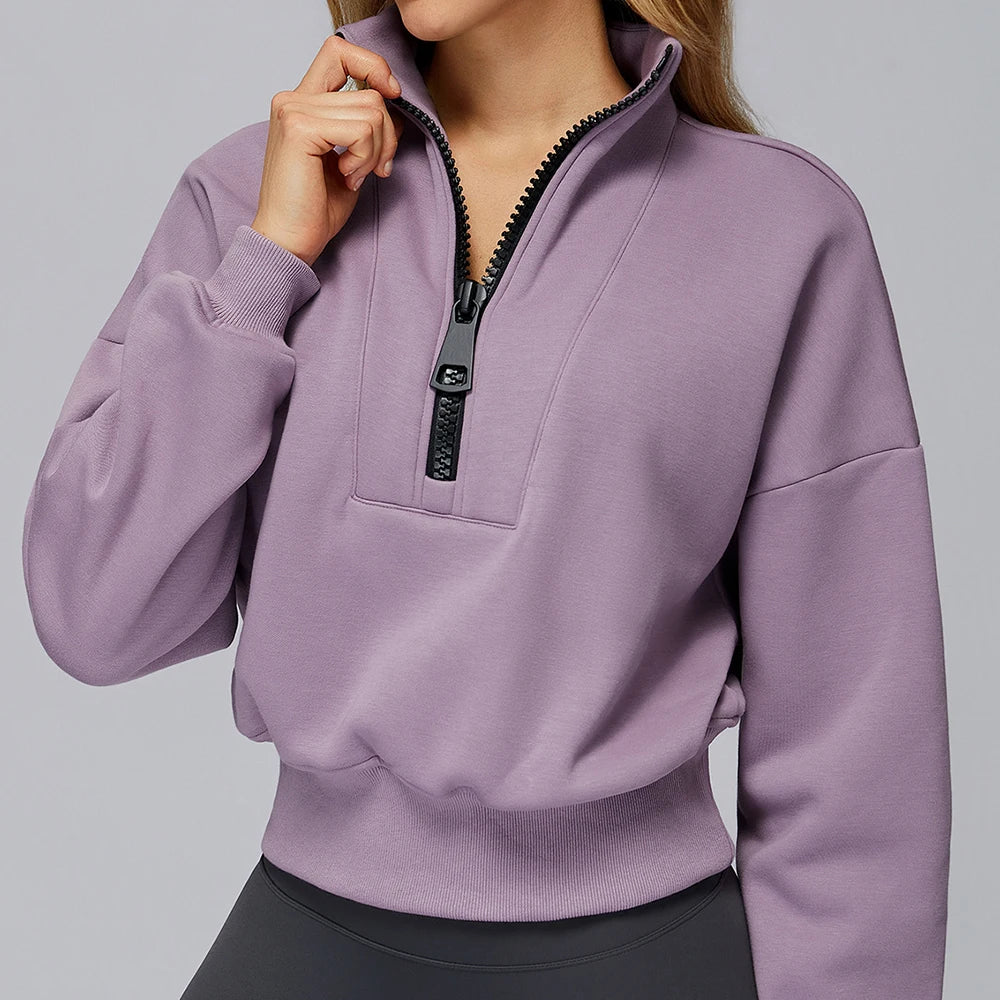 Women's Windproof Winter Hoodie With Stand Collar Yoga And Outdoor Activities