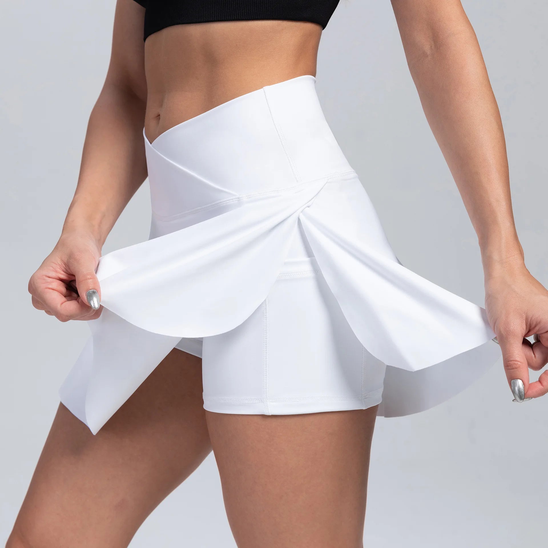 Women Pleated Tennis Skirt With Pockets Golf Crossover High Waisted Skort