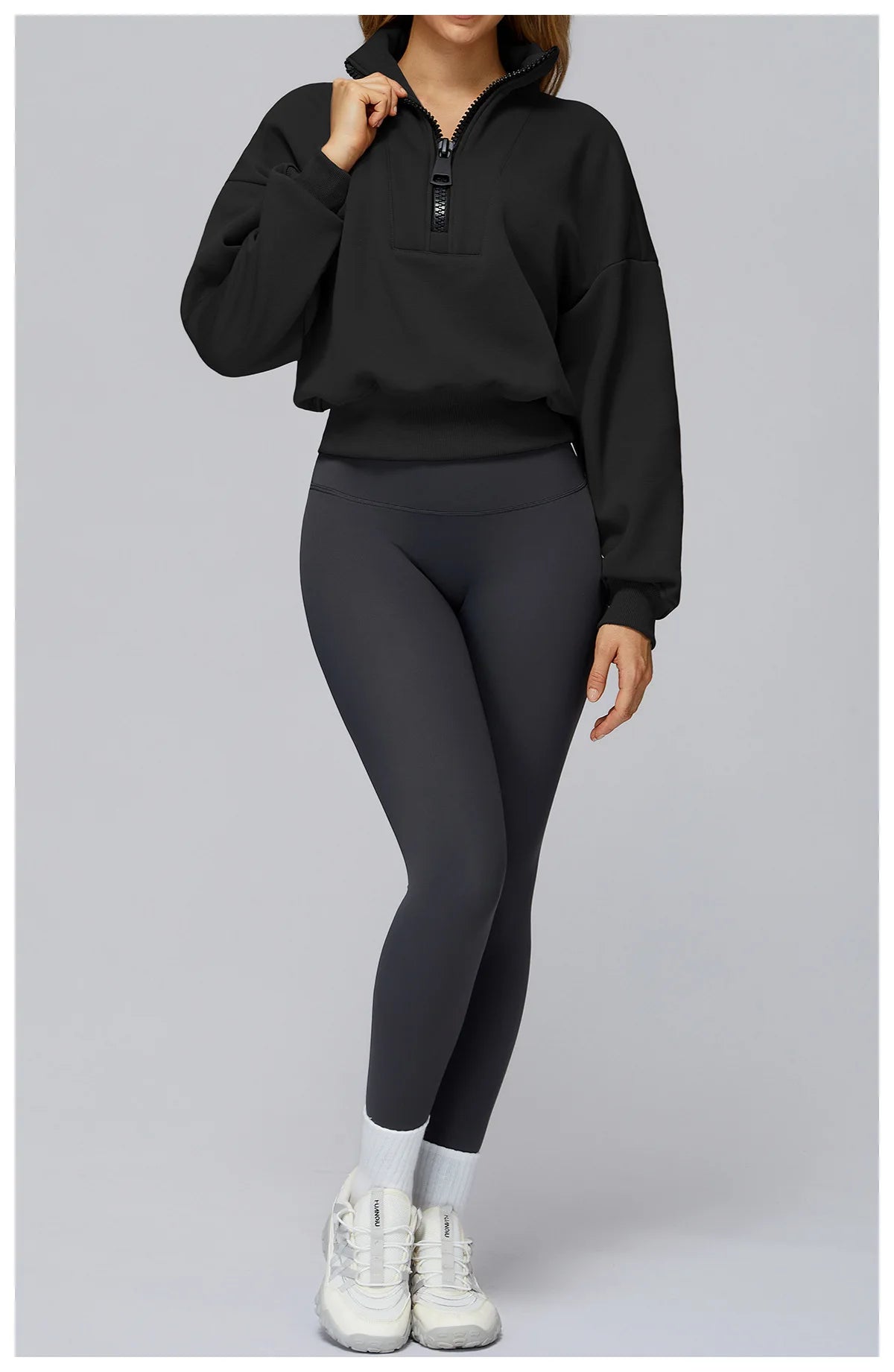 Women's Windproof Winter Hoodie With Stand Collar Yoga And Outdoor Activities