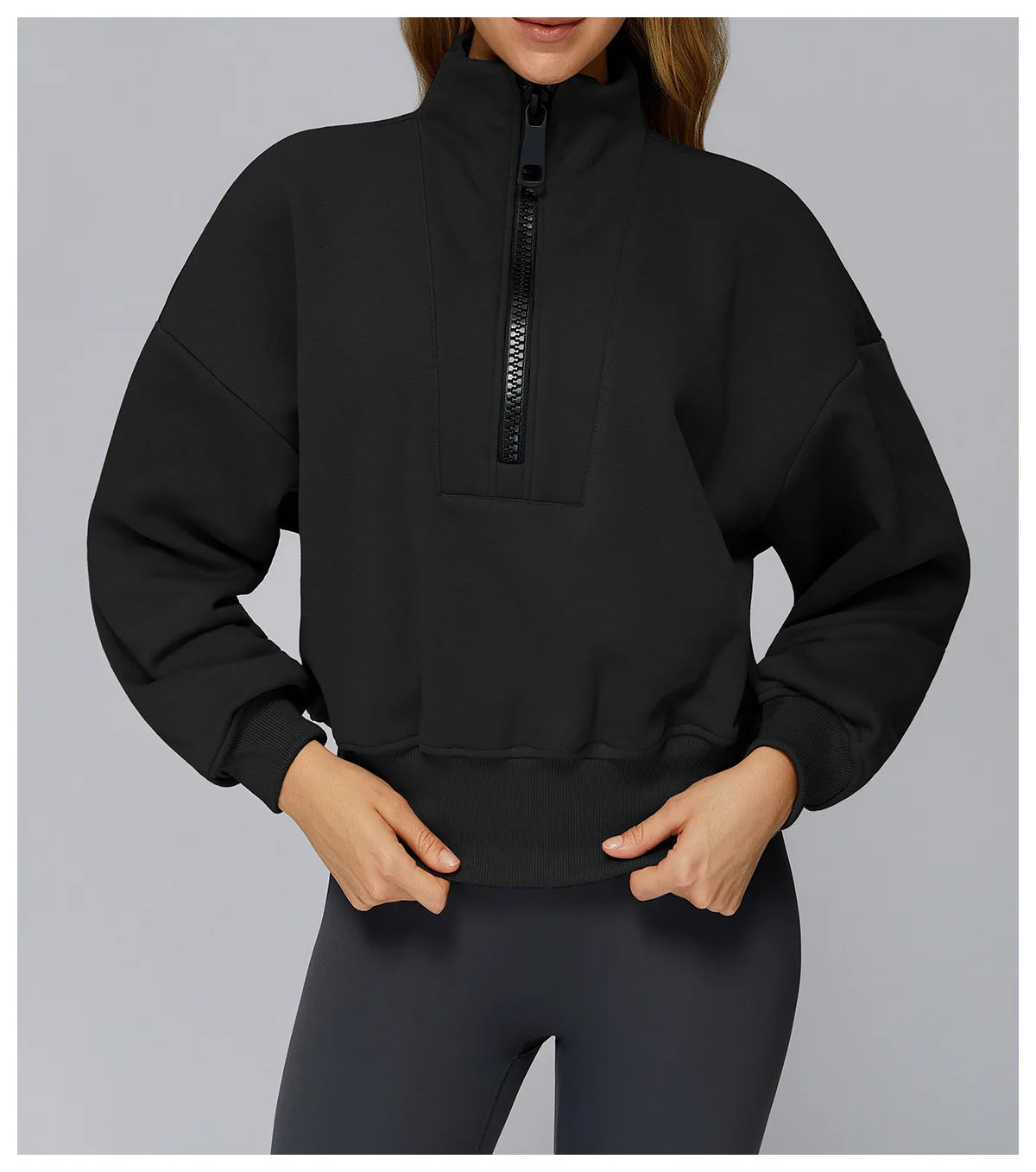 Women's Windproof Winter Hoodie With Stand Collar Yoga And Outdoor Activities