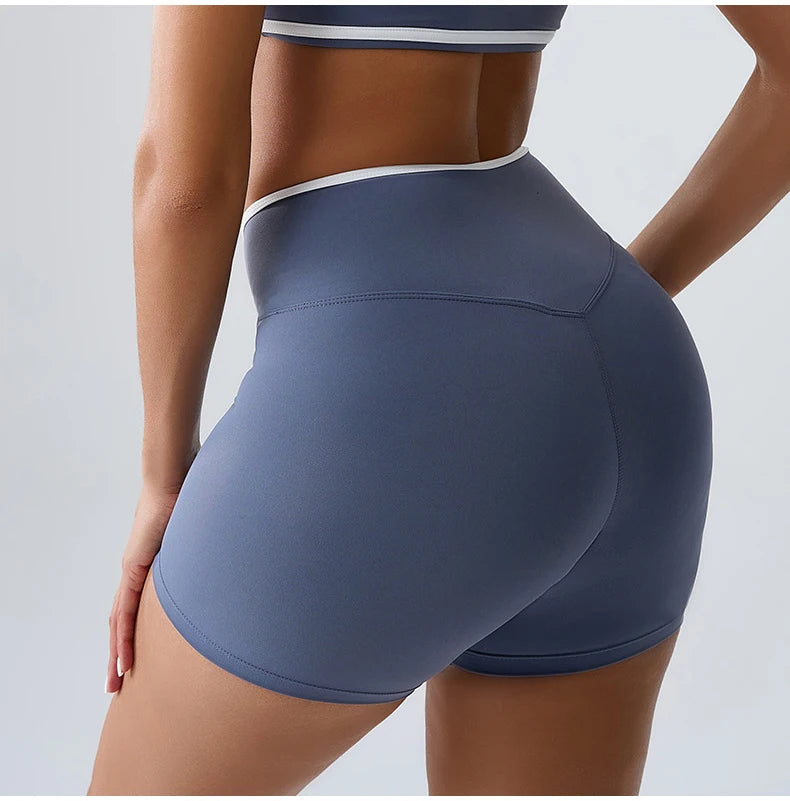 Women's Cross Waist High Waist Gym Shorts for Running Cycling Yoga