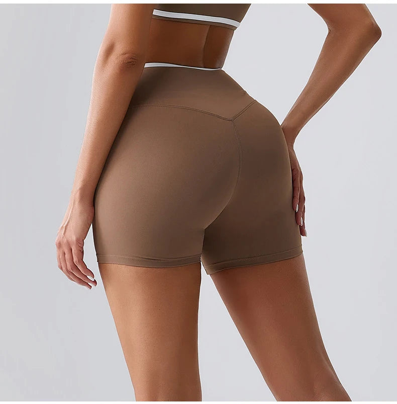 Women's Cross Waist High Waist Gym Shorts for Running Cycling Yoga