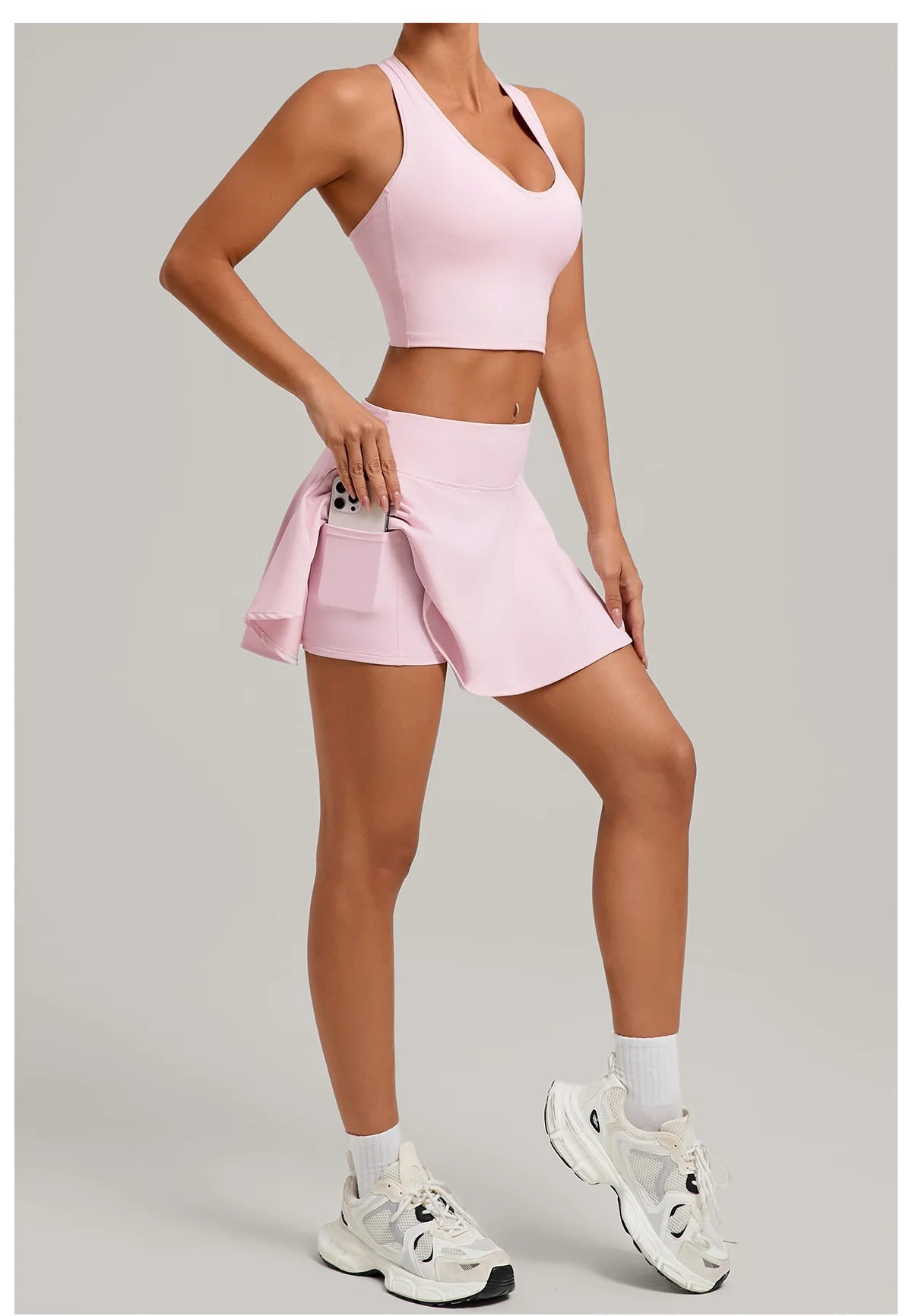 Womens High Waisted Sports Skirt With Pockets Breathable For Yoga Tennis Golf