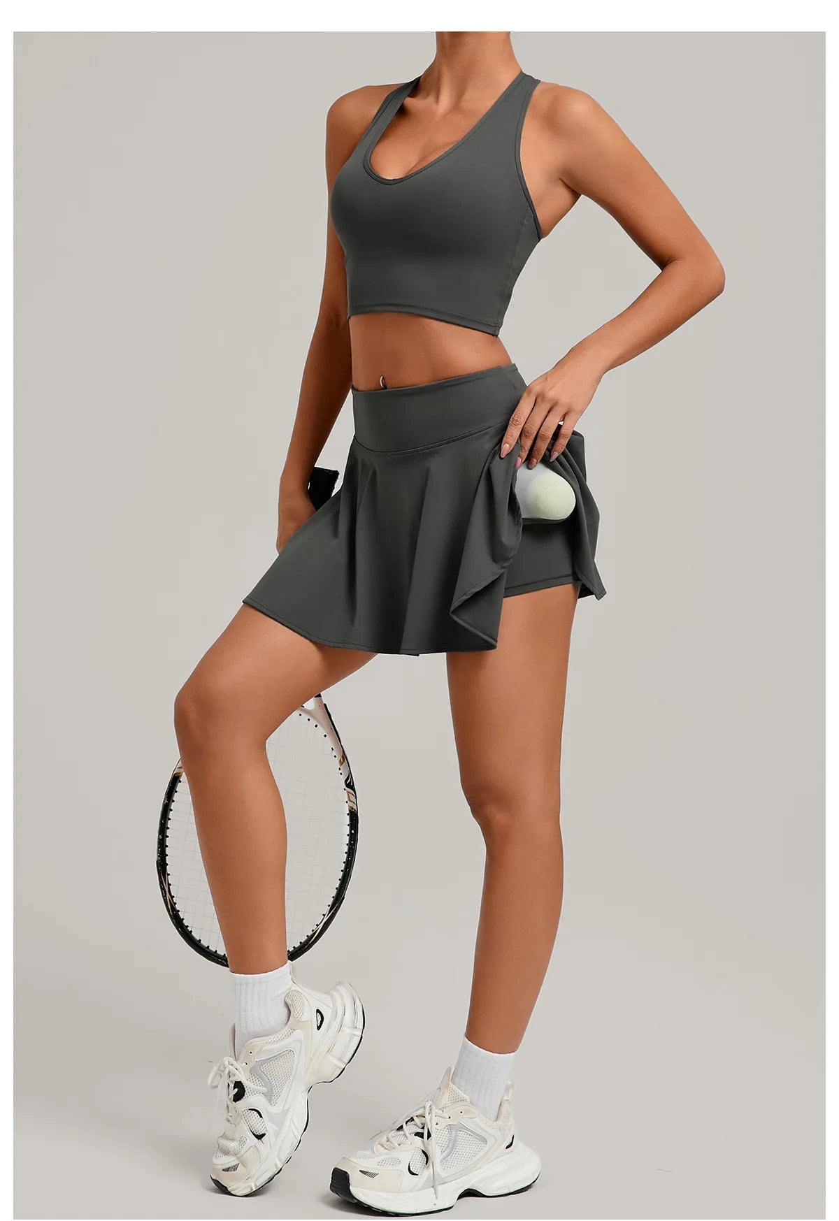 Womens High Waisted Sports Skirt With Pockets Breathable For Yoga Tennis Golf