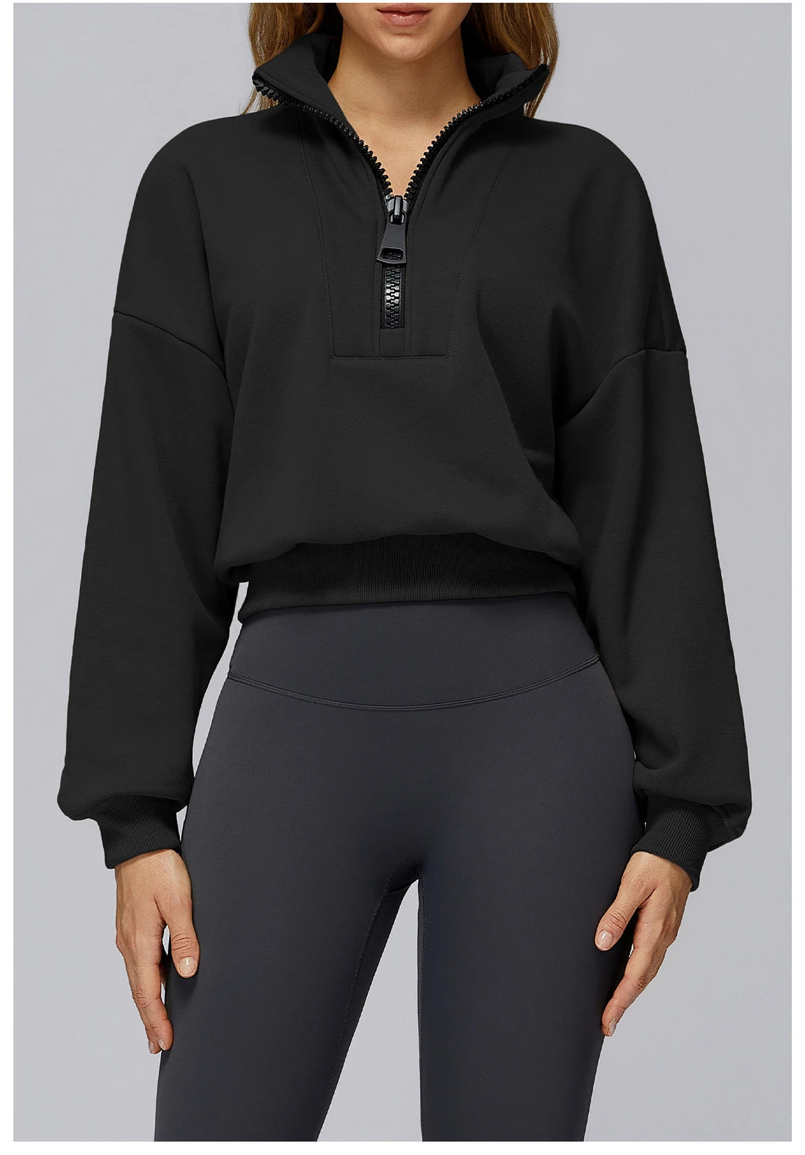 Women's Windproof Winter Hoodie With Stand Collar Yoga And Outdoor Activities