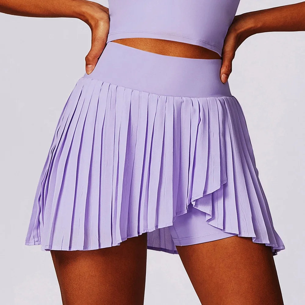 Cloud Hide Women Pleated Sports Skirt Skort High Waist Running Golf Tennis Gym