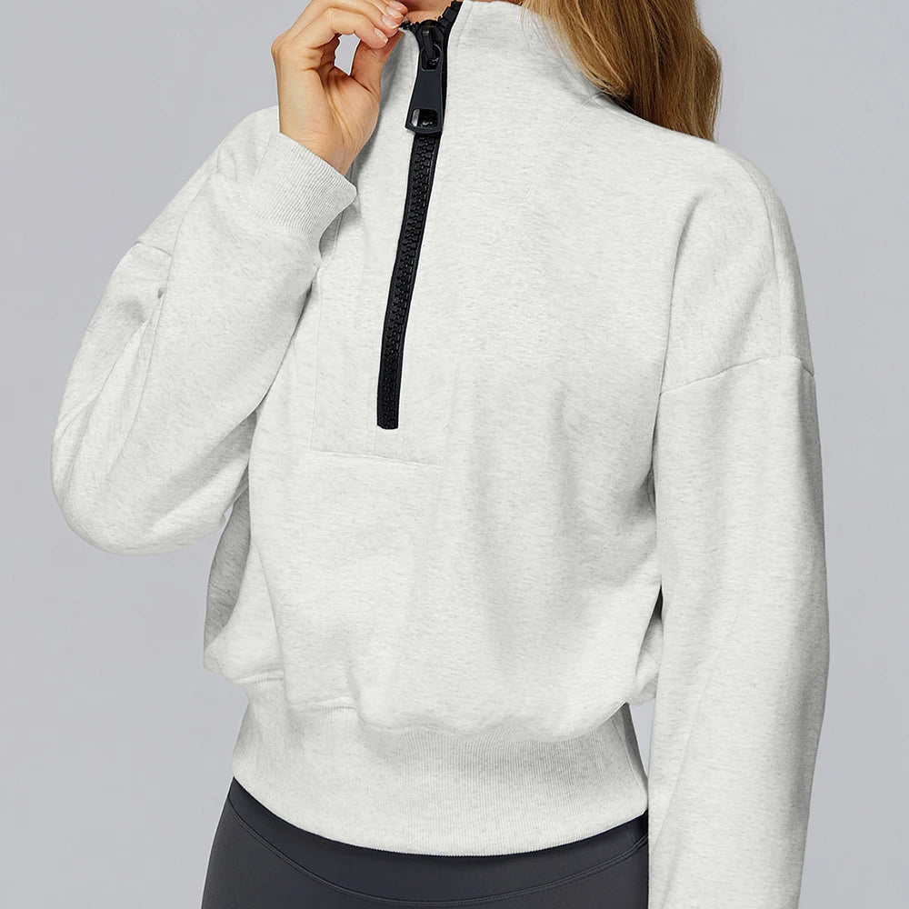 Women's Windproof Winter Hoodie With Stand Collar Yoga And Outdoor Activities