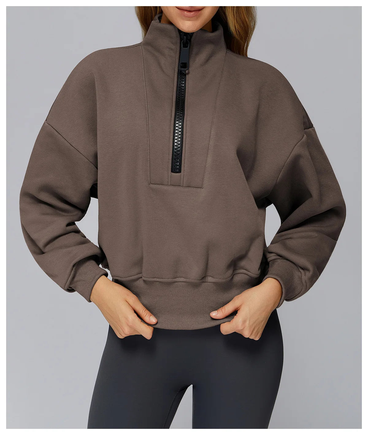 Women's Windproof Winter Hoodie With Stand Collar Yoga And Outdoor Activities
