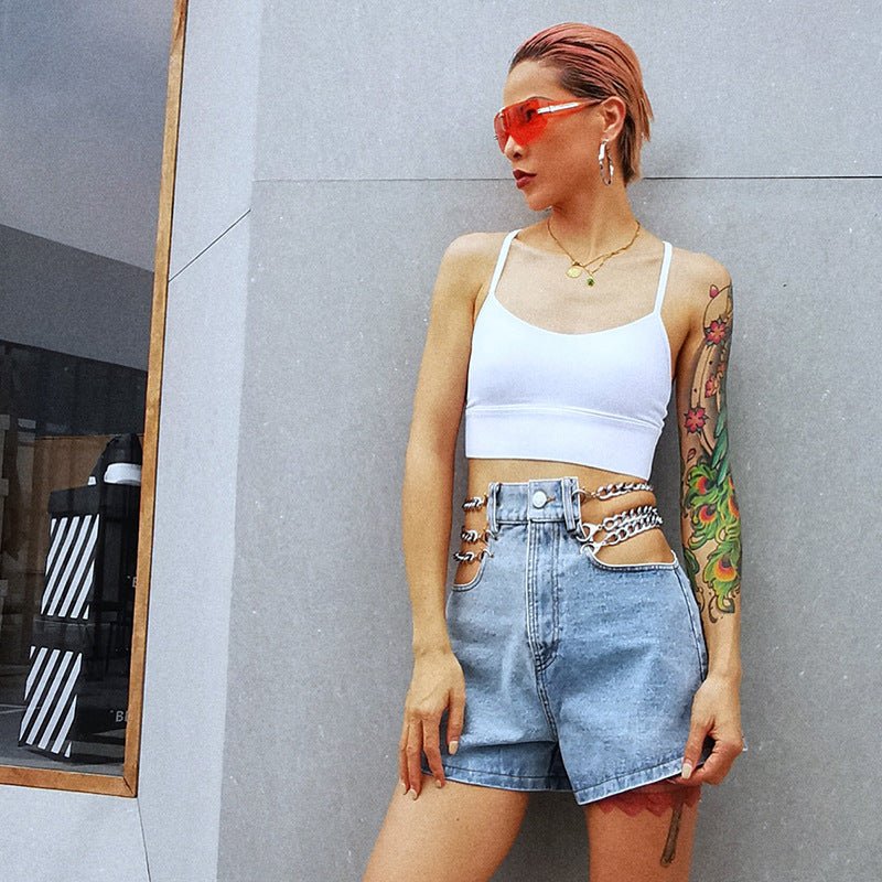 Character Chain Jean Shorts - THREADLIGHT