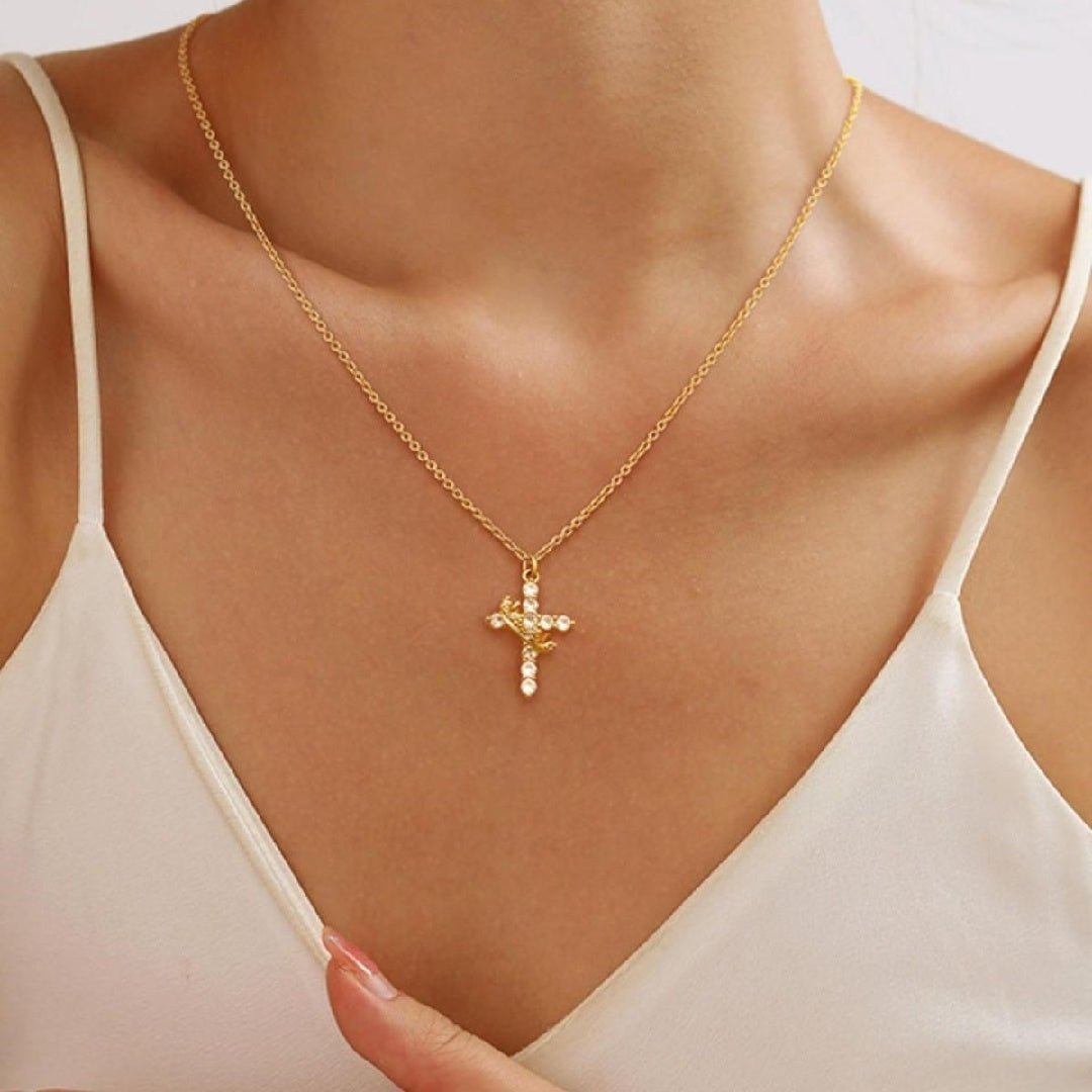 Christian Religious Symbola Drop Classic Crown & Cross Pendant Choker Easter Necklace For Women & Men & Girls Pretty Crown Cross Necklace For Daily Party Clothing Decor Trendy All - match & Exquisite Je - THREADLIGHT