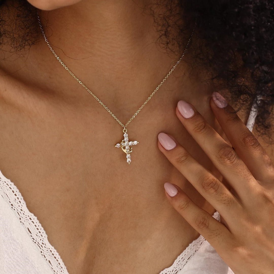 Christian Religious Symbola Drop Classic Crown & Cross Pendant Choker Easter Necklace For Women & Men & Girls Pretty Crown Cross Necklace For Daily Party Clothing Decor Trendy All - match & Exquisite Je - THREADLIGHT