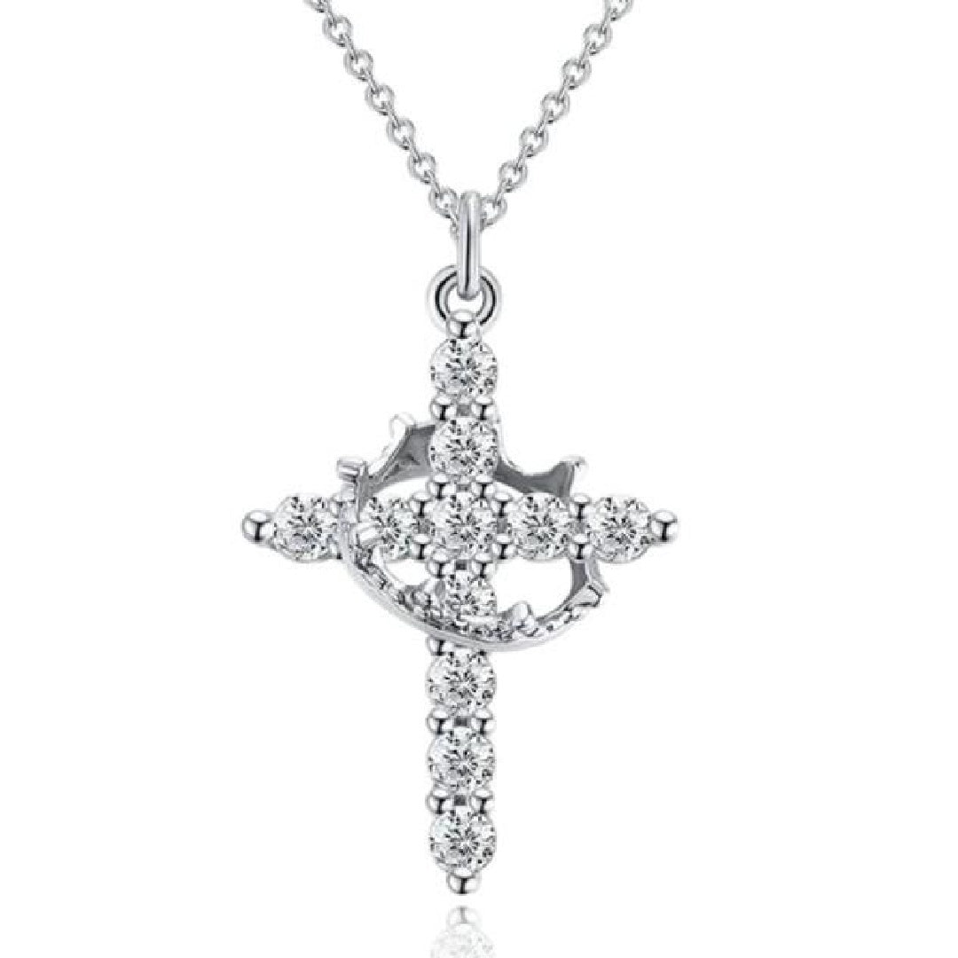Christian Religious Symbola Drop Classic Crown & Cross Pendant Choker Easter Necklace For Women & Men & Girls Pretty Crown Cross Necklace For Daily Party Clothing Decor Trendy All - match & Exquisite Je - THREADLIGHT