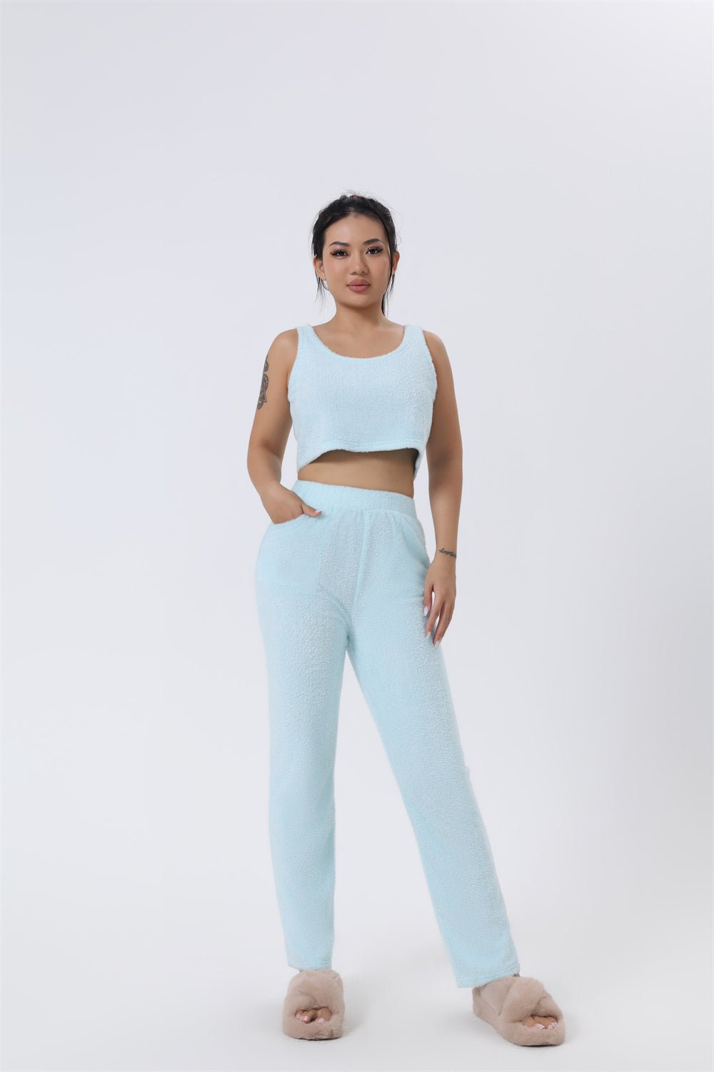 Cozy Pajama Set, 3 Piece Lounge Set, Cute Loungewear, Warm Suit Sets, Matching Set, Lounge Set, 3 Piece Pant Sets, Women Winter Dress - THREADLIGHT