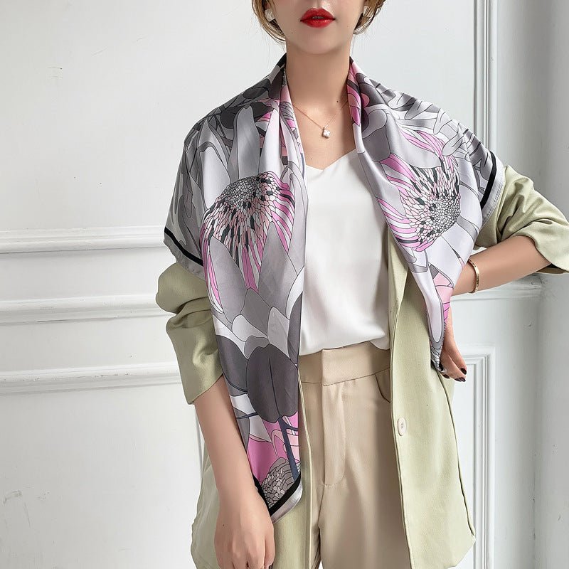 Fashion Silk Scarves Female Printing Hijab - THREADLIGHT