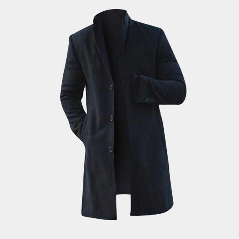 Fashion Winter Men's Trench Long Jackets Coats Overcoat Classic Jackets Solid Slim Fit Outwear Hombre Men Clothes Khaki Black - THREADLIGHT