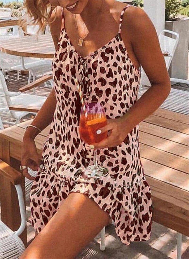 Independent Station Leopard Print Temperament Camisole Dress Women's Clothing - THREADLIGHT