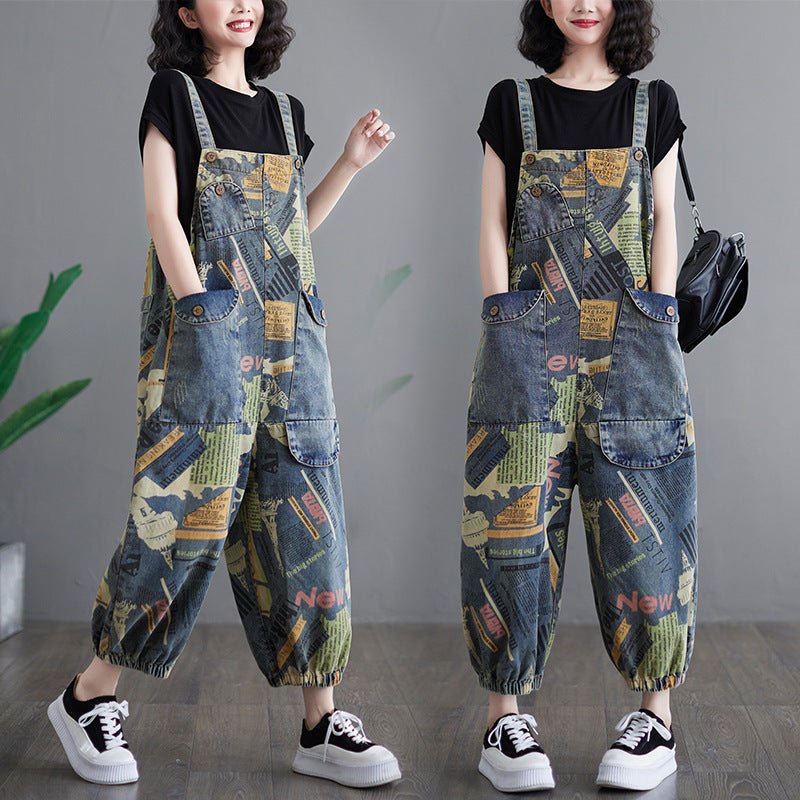 Literary Retro Large Size Jean Suspenders - THREADLIGHT