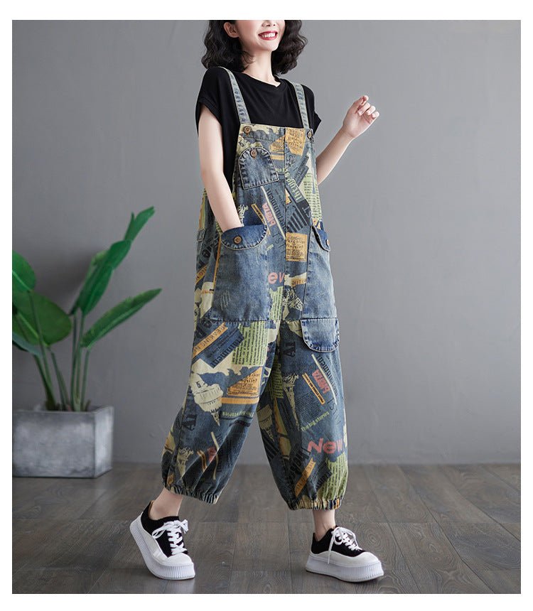 Literary Retro Large Size Jean Suspenders - THREADLIGHT