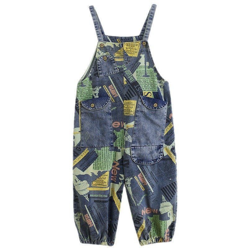 Literary Retro Large Size Jean Suspenders - THREADLIGHT