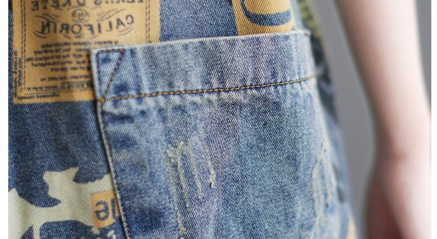 Literary Retro Large Size Jean Suspenders - THREADLIGHT