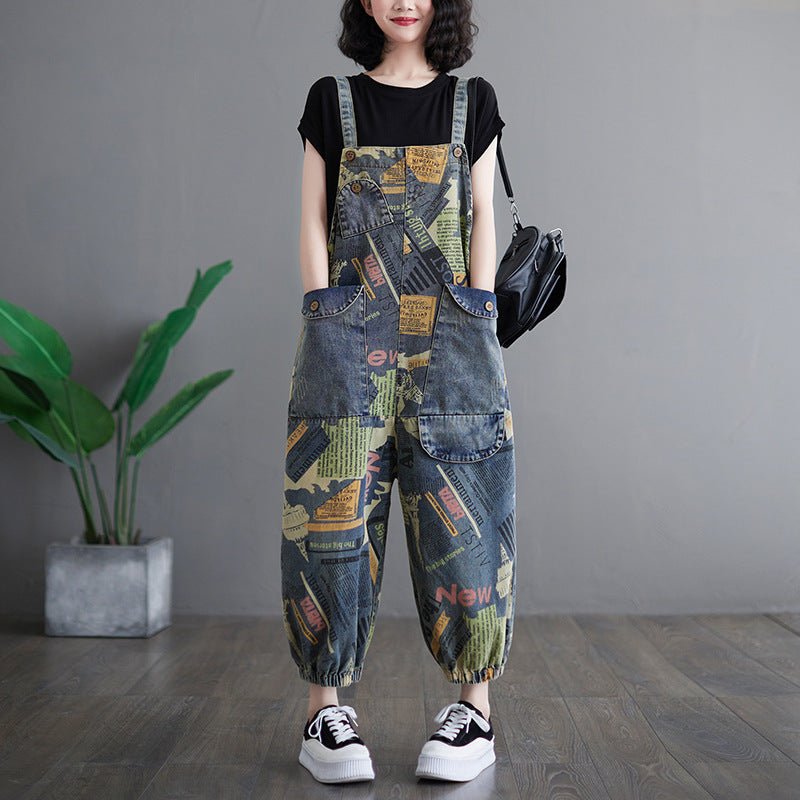 Literary Retro Large Size Jean Suspenders - THREADLIGHT