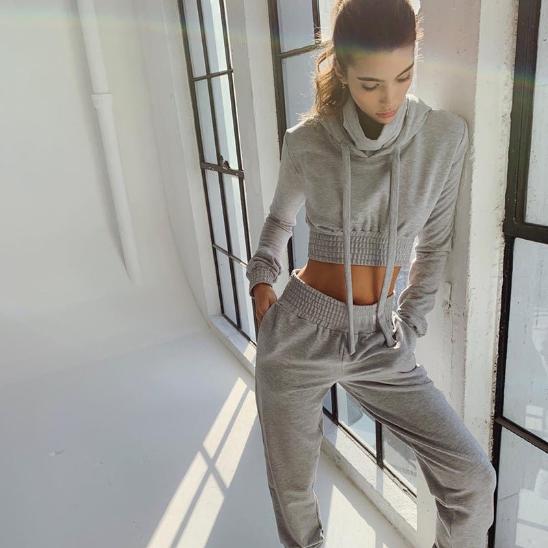 Long Sleeves Crop Top 2 Two Piece Set Women - THREADLIGHT