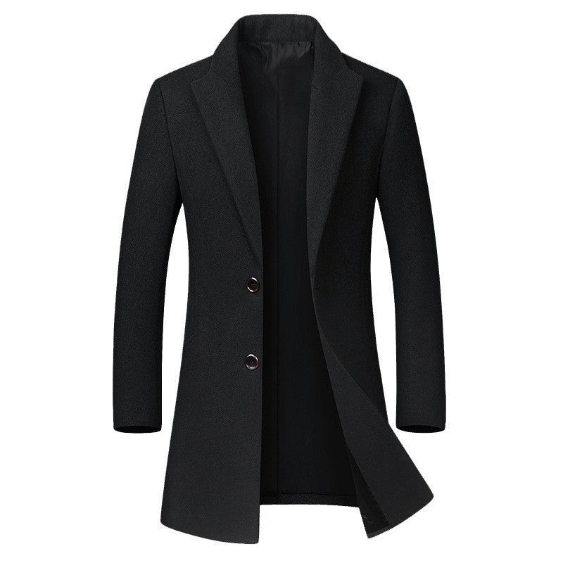 Men's long coat woolen coat trench coat - THREADLIGHT