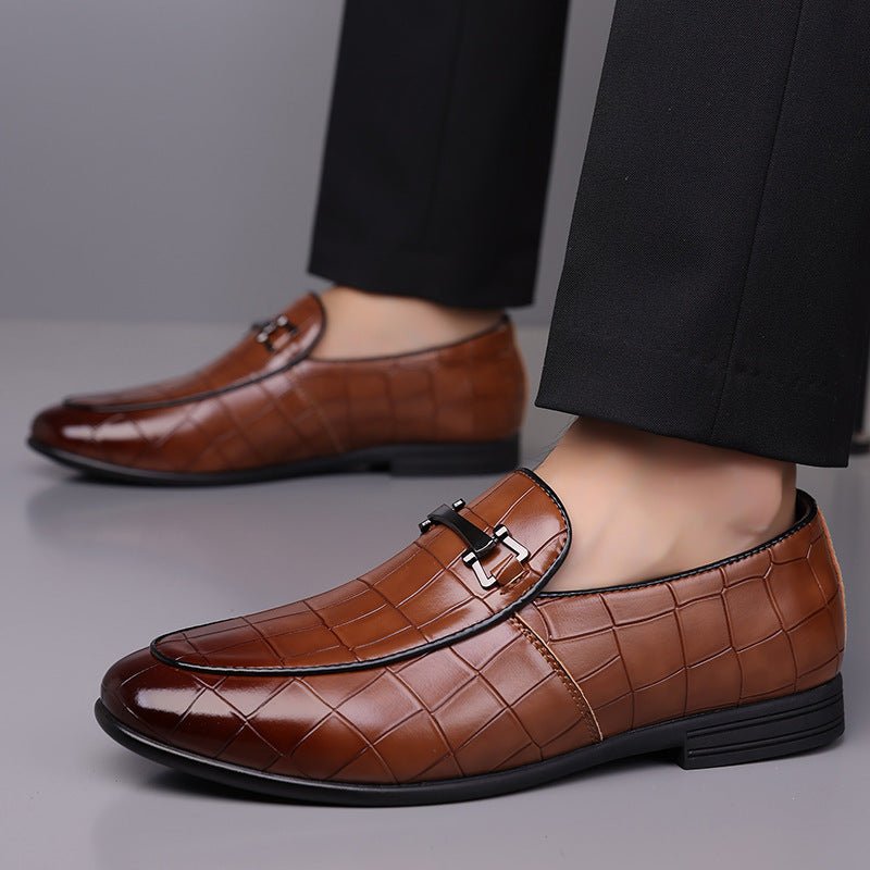Men's Plaid Light Luxury Plus Size Rubber Sole Lightweight Leather Shoes - THREADLIGHT
