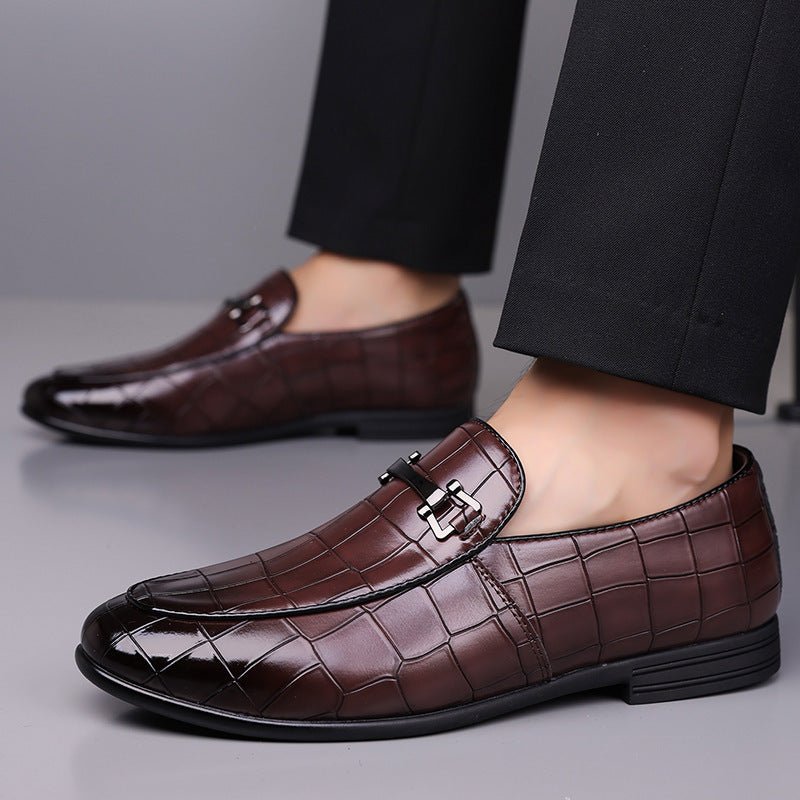 Men's Plaid Light Luxury Plus Size Rubber Sole Lightweight Leather Shoes - THREADLIGHT