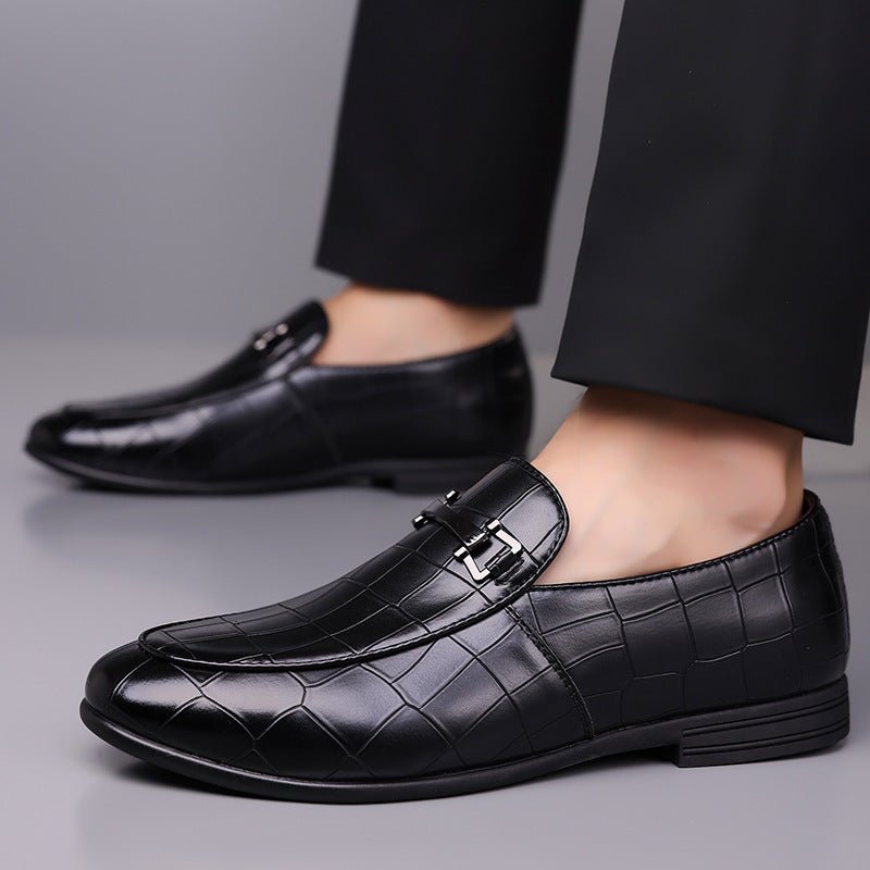 Men's Plaid Light Luxury Plus Size Rubber Sole Lightweight Leather Shoes - THREADLIGHT