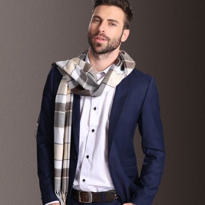 New Europe Fashion Shawl Scarves Men Winter Warm Tartan - THREADLIGHT