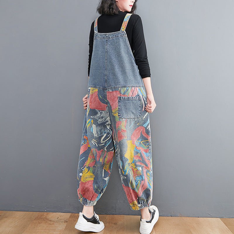 Printed Jean Suspenders For Women - THREADLIGHT