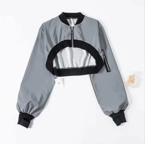 Reflective Zipper Sweater Jacket - THREADLIGHT