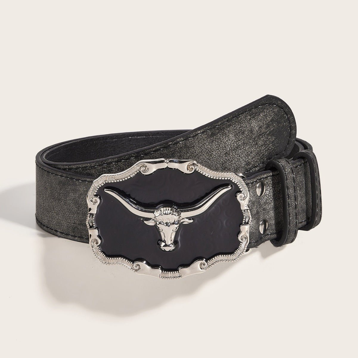 Retro Domineering Epoxy Cattle Head Buckle Women's Casual Men's Jeans Strap Personality Belt - THREADLIGHT