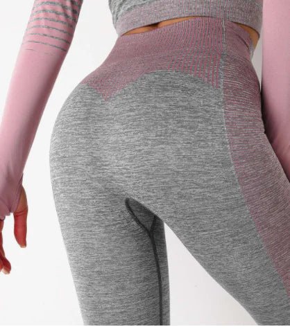 Seamless Striped Knitted Yoga Fitness Leggings - THREADLIGHT