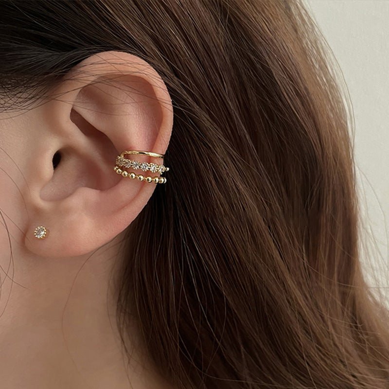 Silver Multi - layer Pearl Ear Cuff - THREADLIGHT