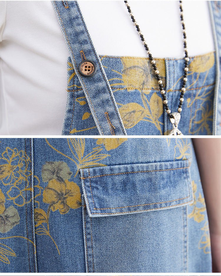 Spring Printed Jean Suspenders For Women - THREADLIGHT