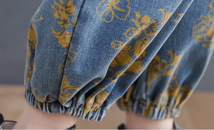Spring Printed Jean Suspenders For Women - THREADLIGHT