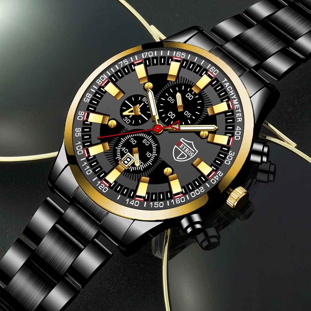 Stainless Steel Luminous Quartz Wristwatch For Men - THREADLIGHT