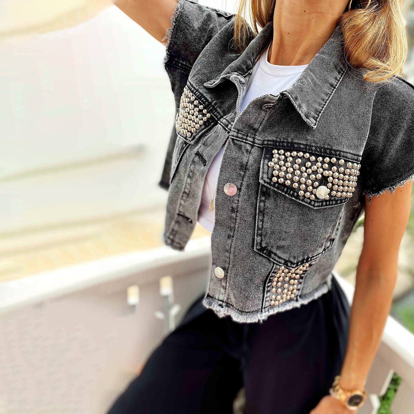Trendy Cropped Outer Wear Denim Coat - THREADLIGHT