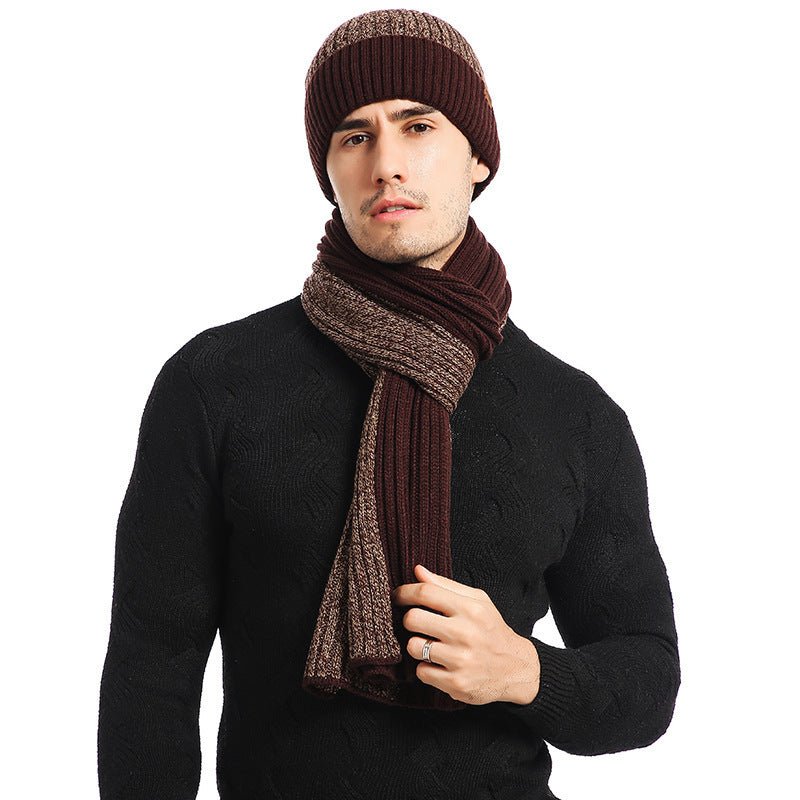 Warm Hat Scarf Gloves Knitted Plus Fluff Winter Men - THREADLIGHT