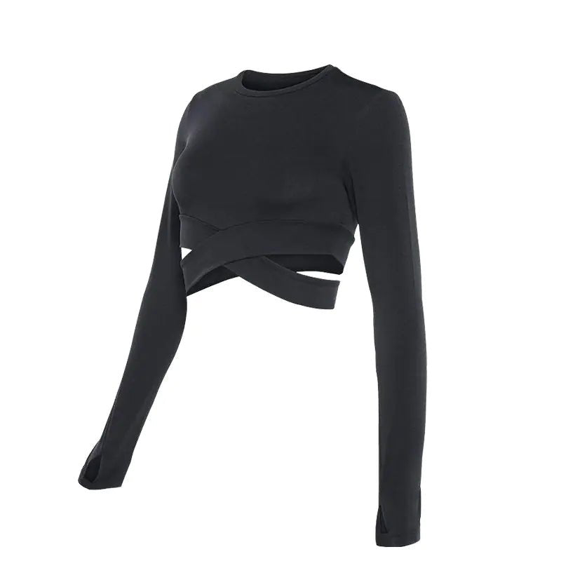Women's Long Sleeve Crop Dry Fit Yoga Top - THREADLIGHT