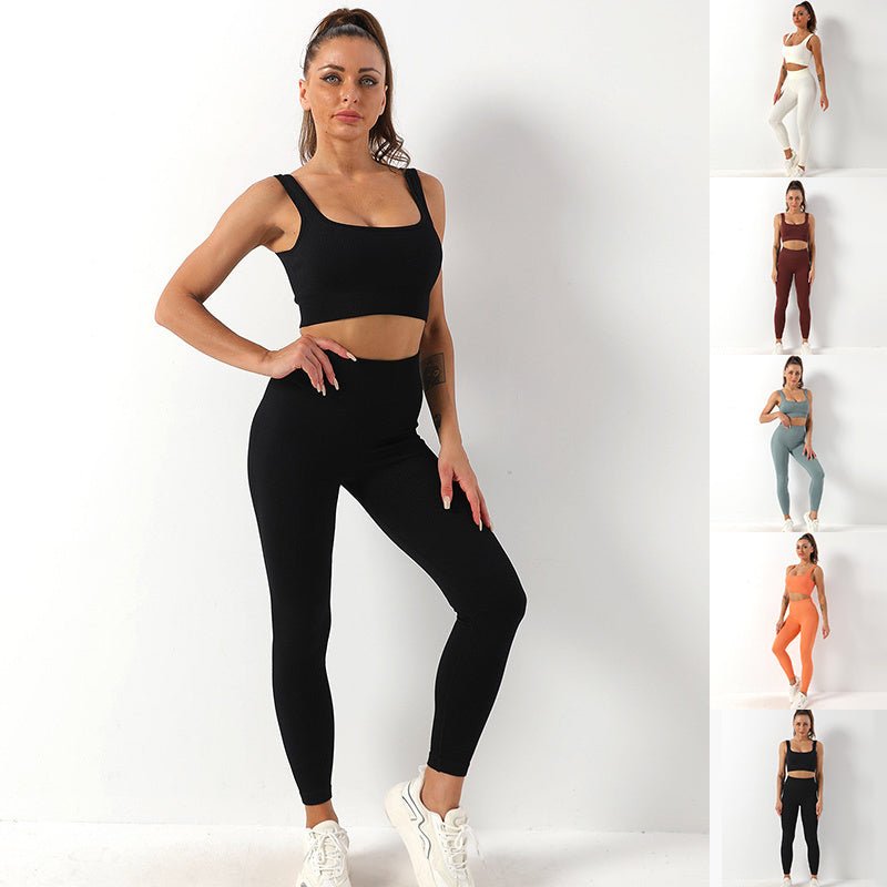 2pcs Thread Yoga Suit Seamless Bra And Butt Lifting High Waist Sets For Women Sports Fitness Yoga Pants Sportswear Outfits Clothing - THREADLIGHT