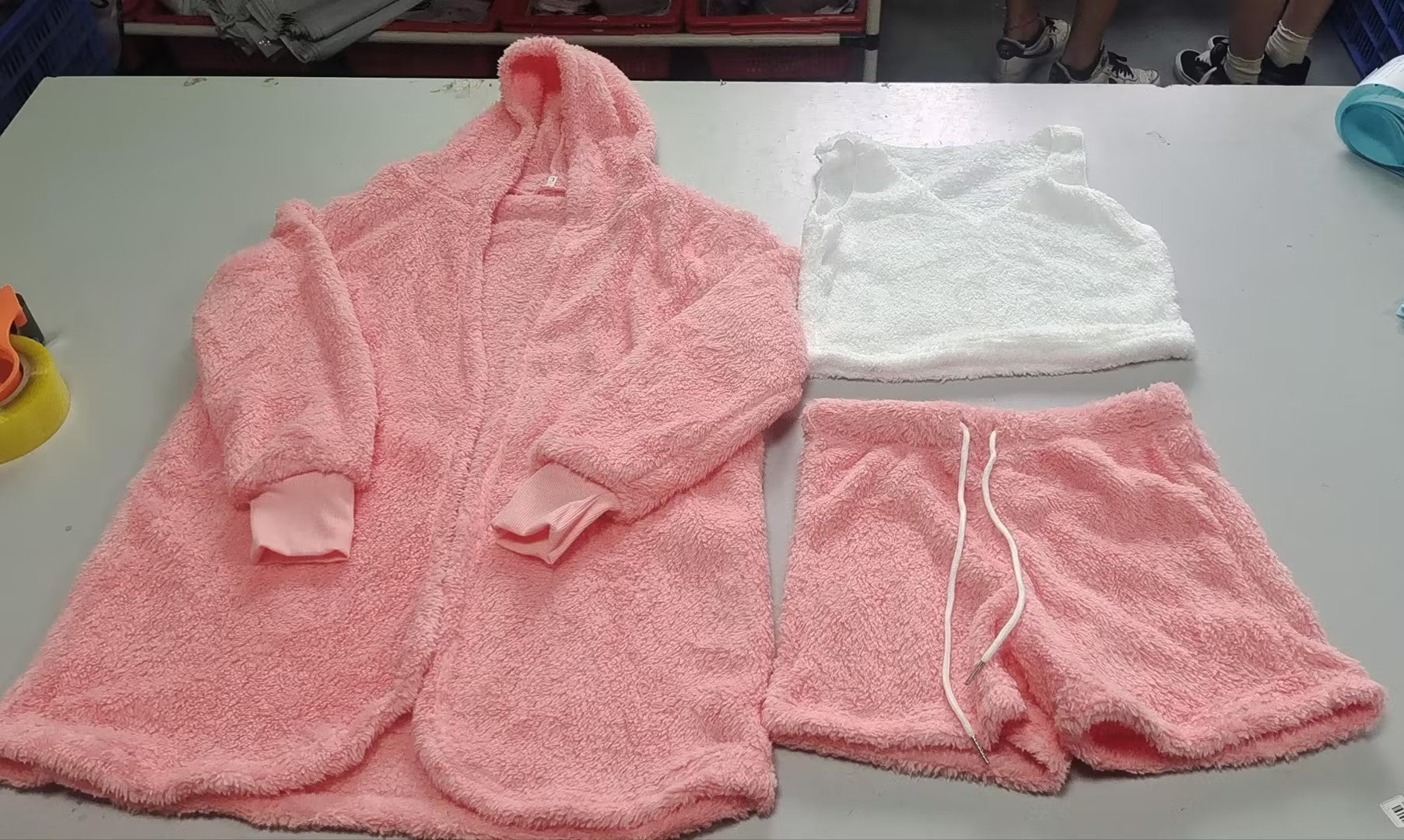 3pcs Womens Clothing Long Sleeve Crop Tank Top And Drawstring Shorts Pajama Set - THREADLIGHT
