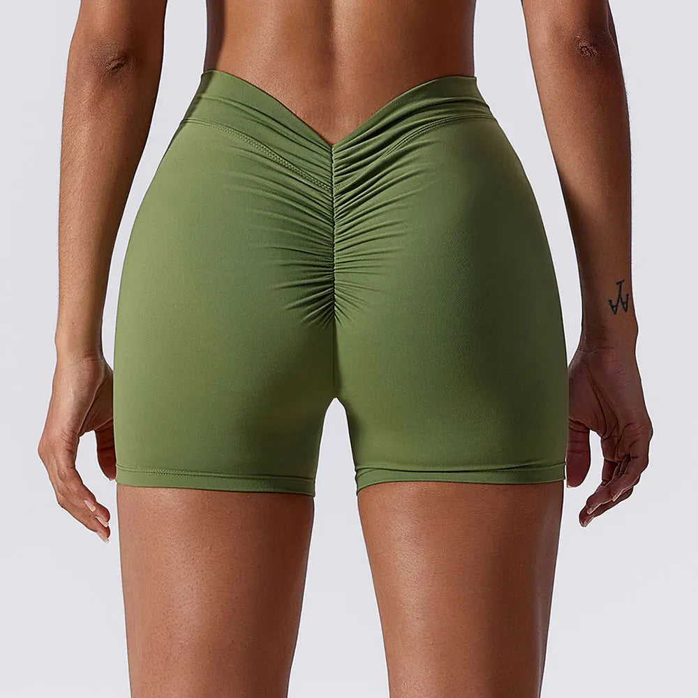 V Back Yoga Shorts For Women Push Up Scrunch Butt Activewear