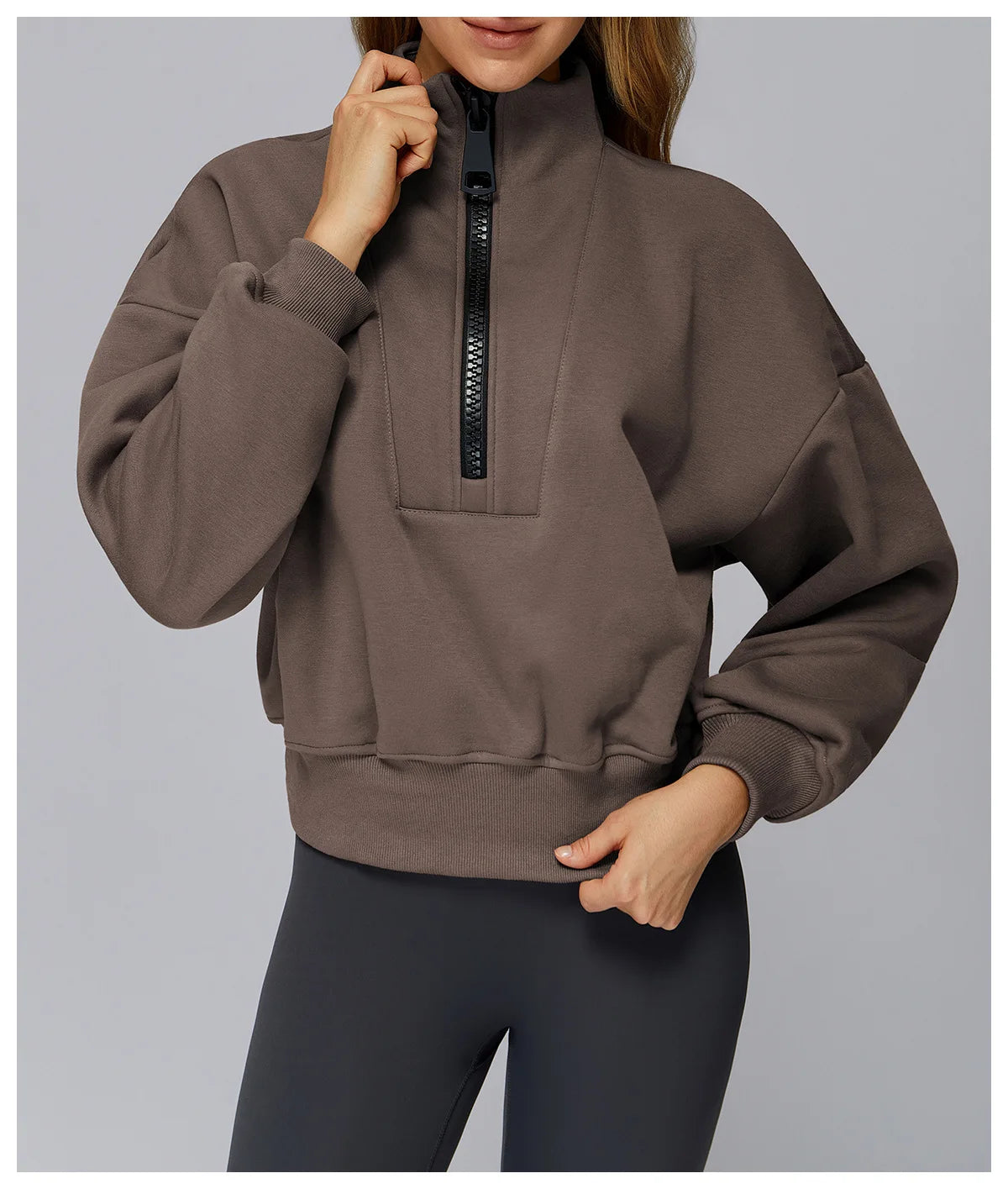 Women's Windproof Winter Hoodie With Stand Collar Yoga And Outdoor Activities