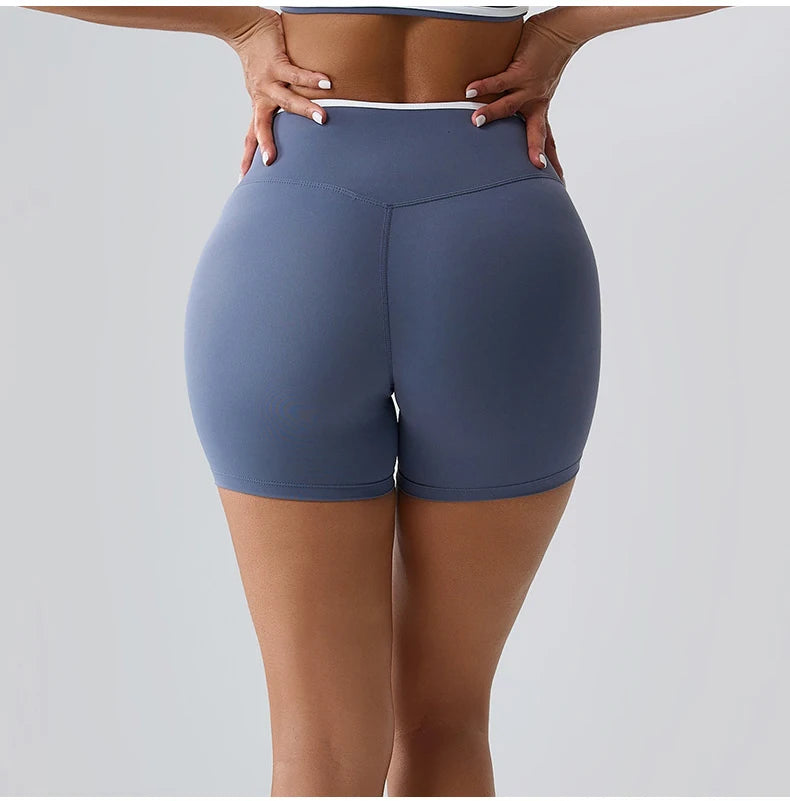 Women's Cross Waist High Waist Gym Shorts for Running Cycling Yoga